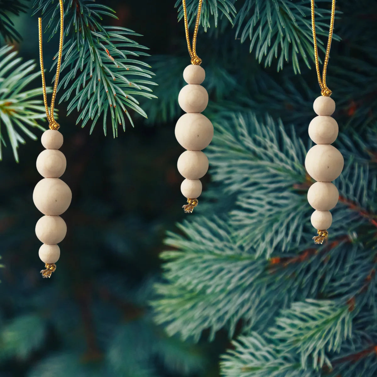 3pcs Wooden Beads Christmas Tree Decor