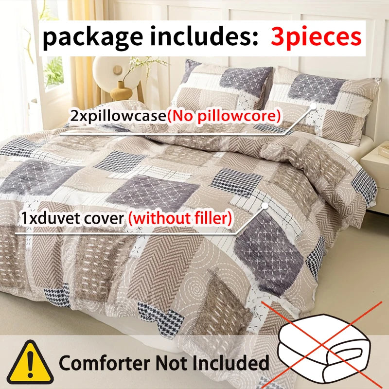 3-Piece Chic Patchwork Duvet Cover Set