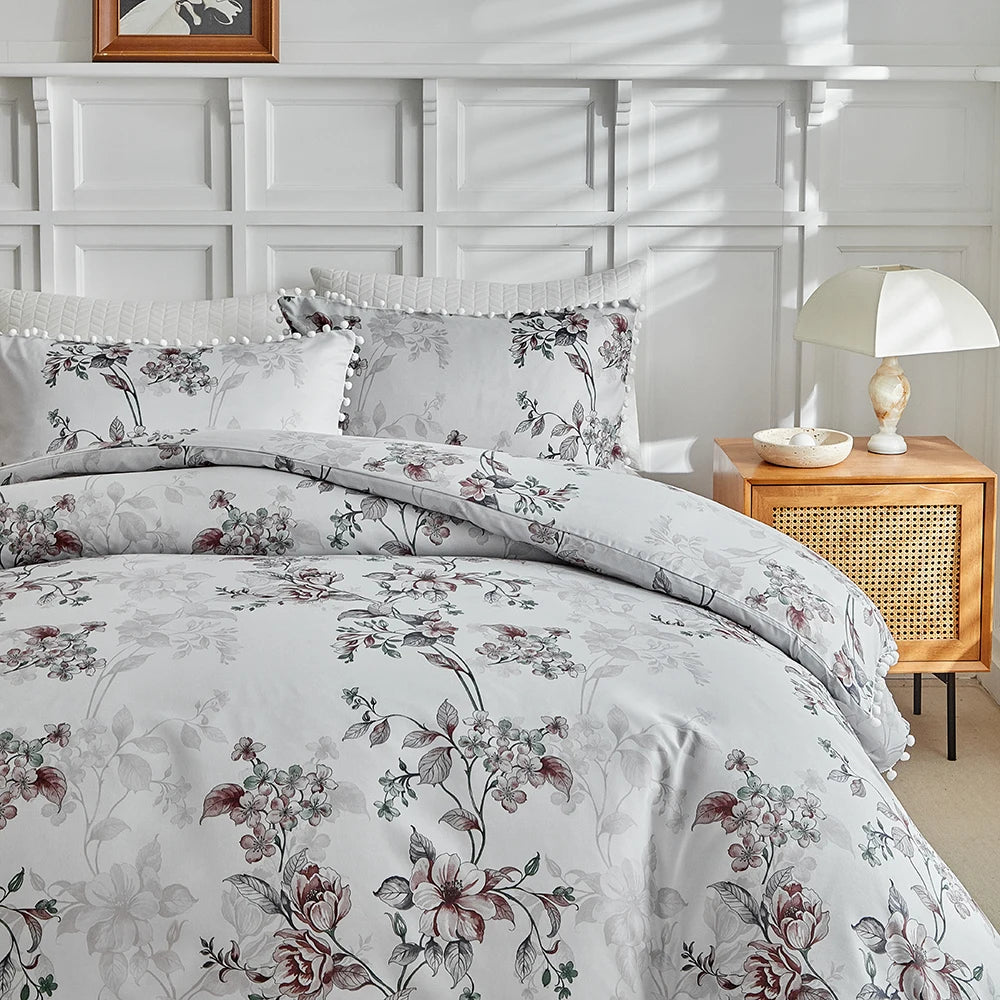 Moonlit Blossom Pom-Pom Duvet Set