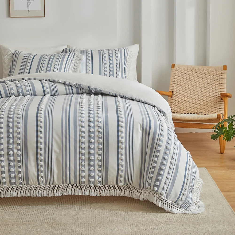 WanderWeave Pom-Stripe Bedding Set