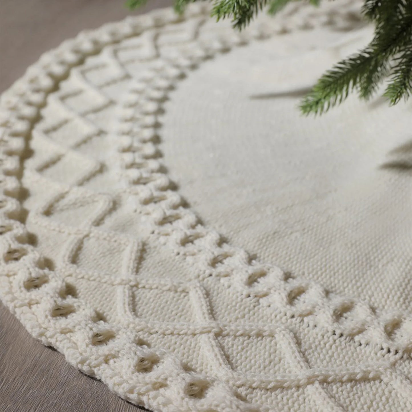 Rustic Knitted Christmas Tree Skirt