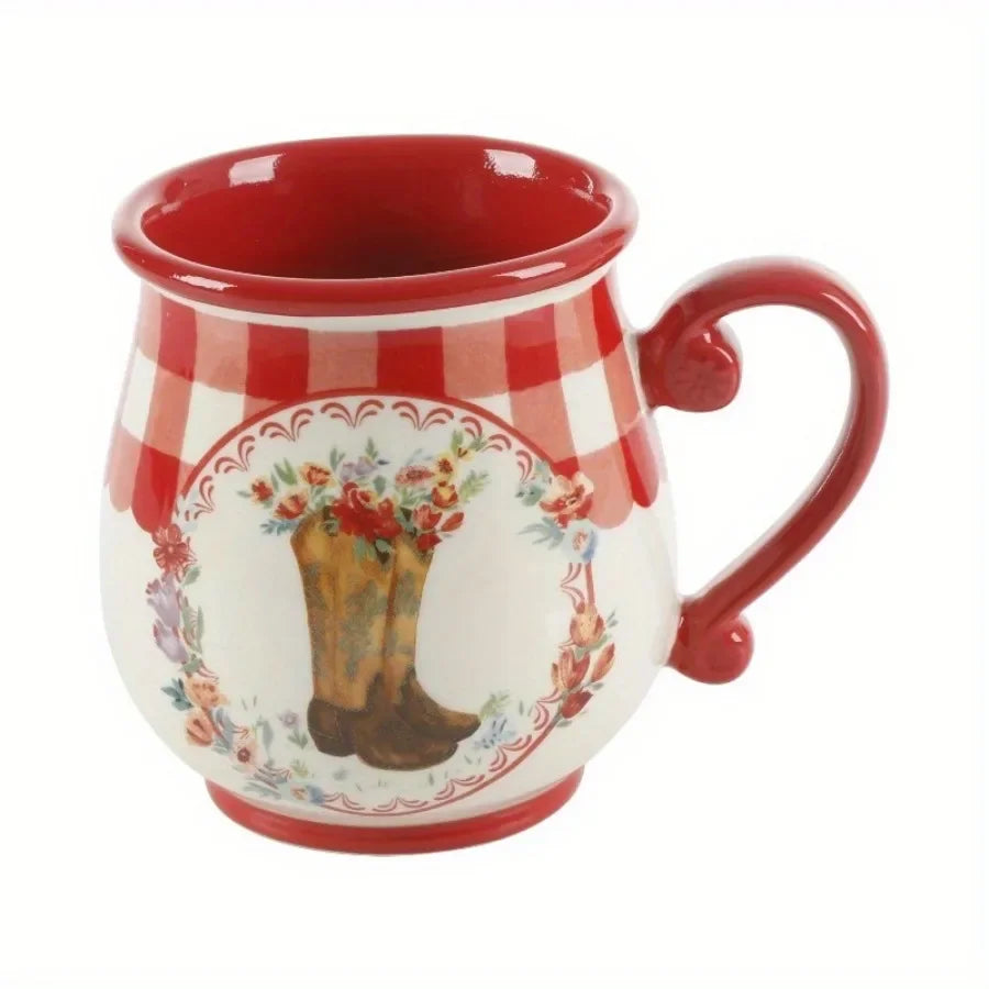 CountryCharm Plaid Pottery Mug Set (4-Piece)