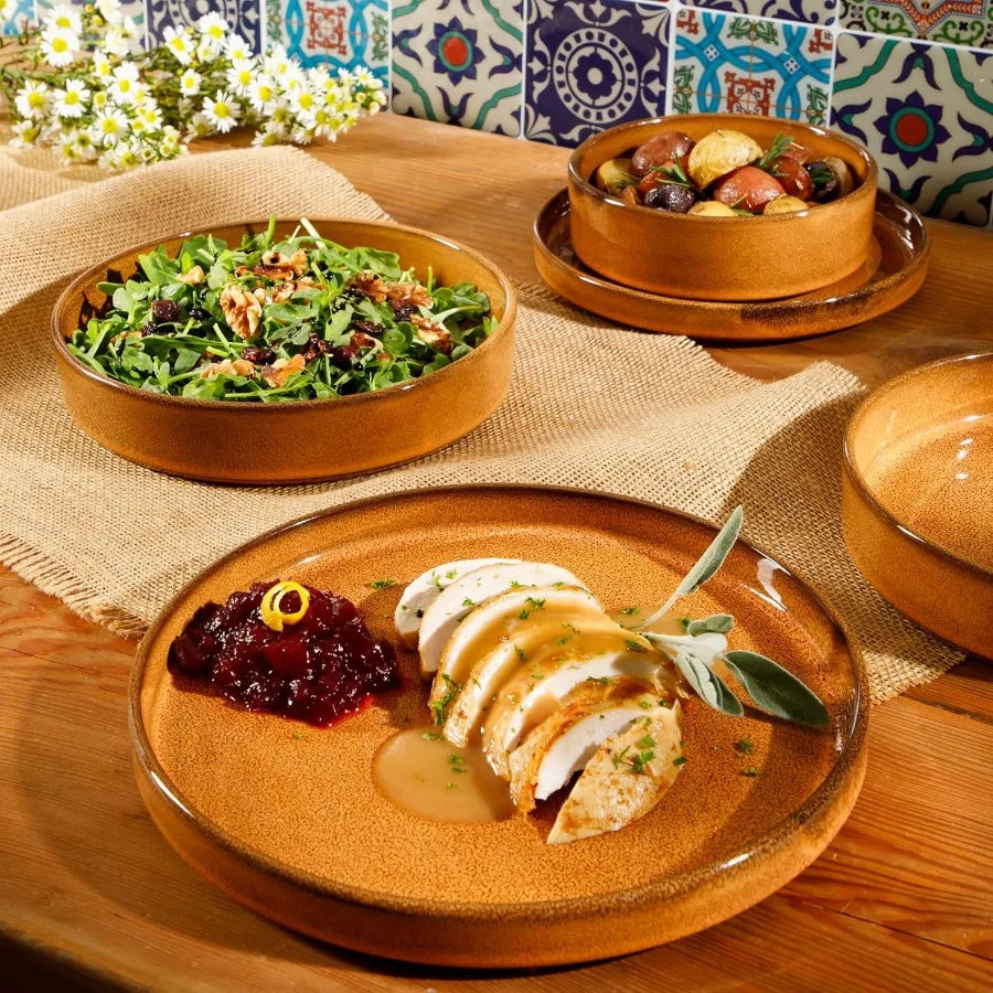 AmberAura Santorini™ 16-Piece Dinnerware Set