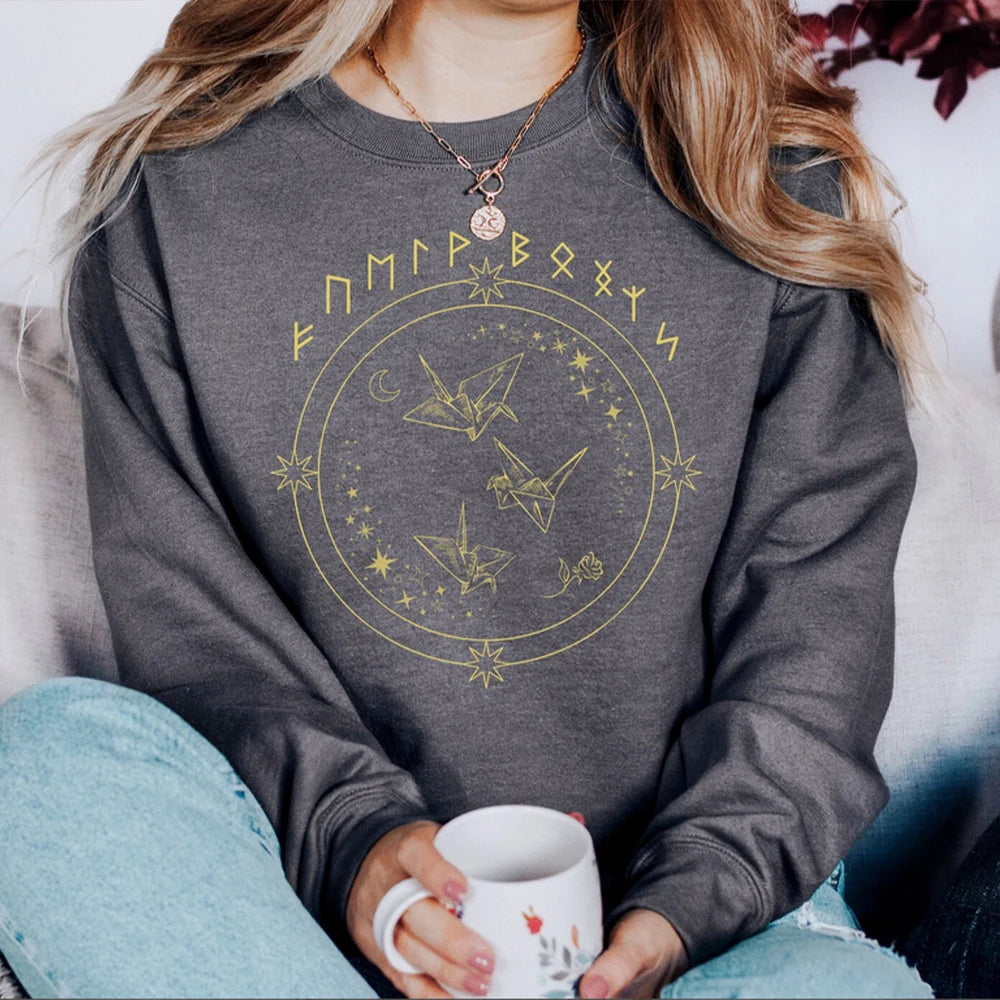 Celestial Origami Cranes Rune Sweatshirt