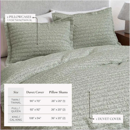 Honeycomb Waffle Eucalyptus Duvet Cover