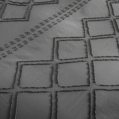 Midnight Grid Textured Boho Duvet Set