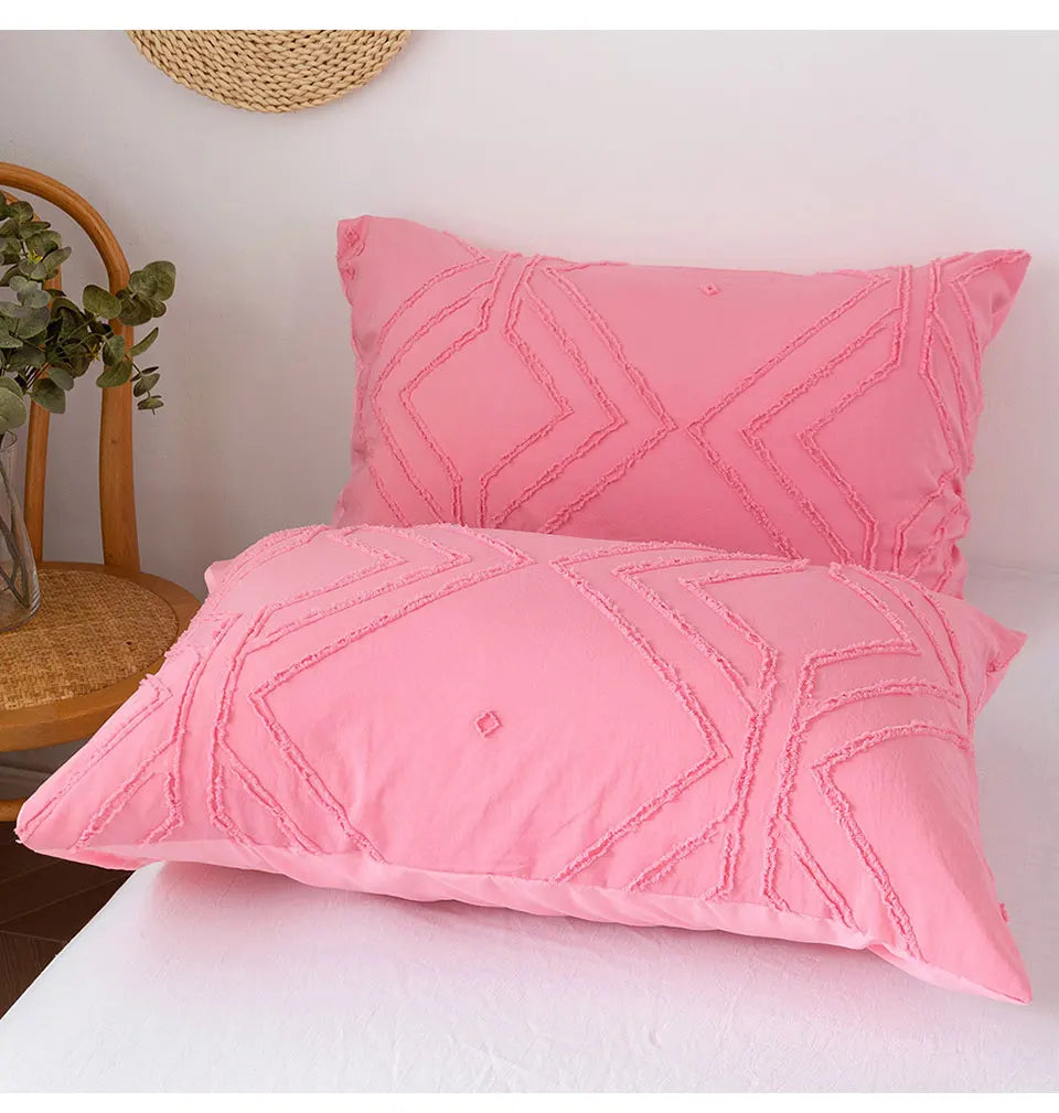 Roselle Tufted Geometric Duvet Cover Set