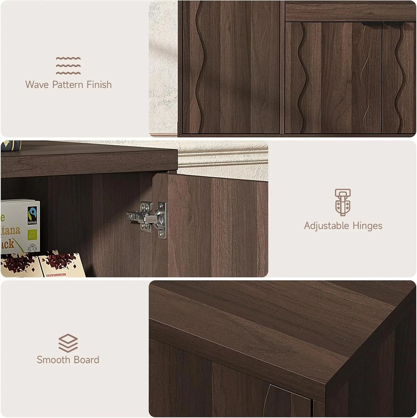 RoyalCraft WaveLine Mid-Century Sideboard Buffet Cabinet