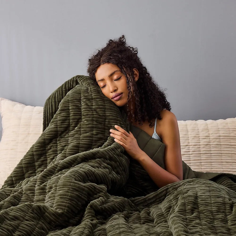 Everwood Velvet Plush Corduroy Striped King Quilt