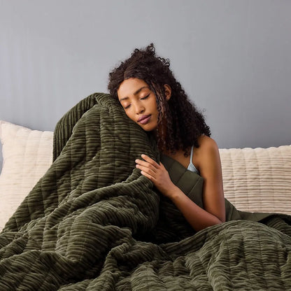 Everwood Velvet Plush Corduroy Striped King Quilt