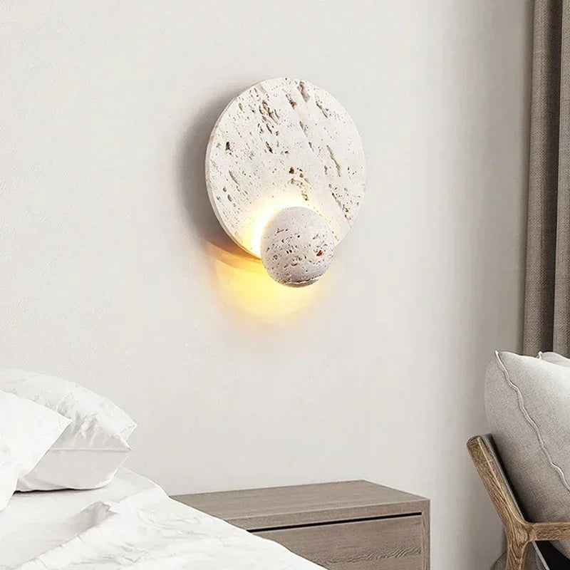 Oris Travertine Disc Sconce