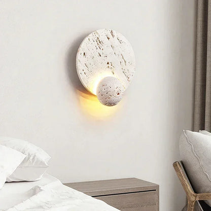 Oris Travertine Disc Sconce
