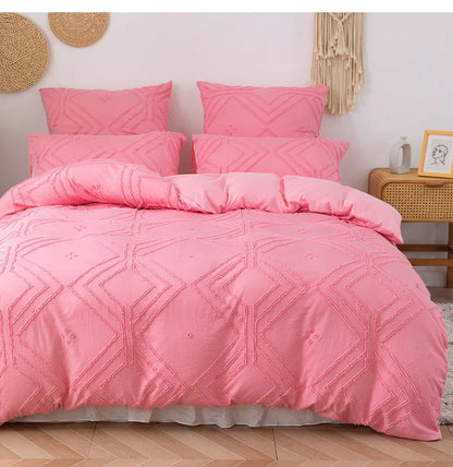 Roselle Tufted Geometric Duvet Cover Set