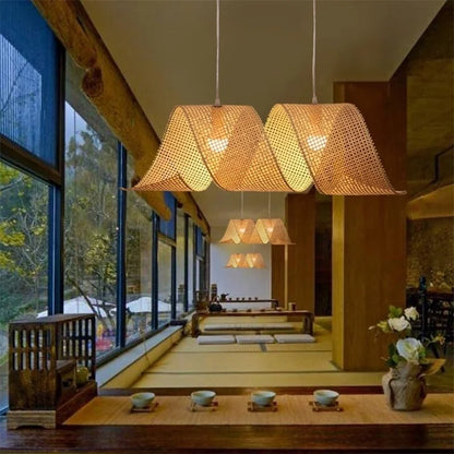 Moonflow Bamboo Weave Pendant Light