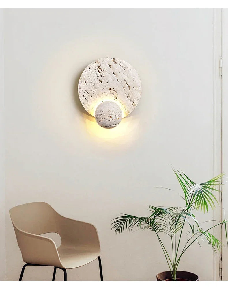 Oris Travertine Disc Sconce