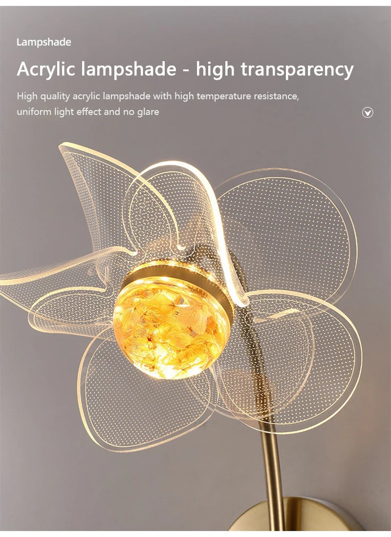 Aurora Bloom Brass Wall Light