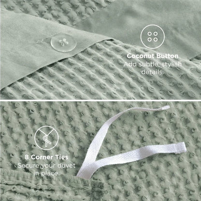 Sage Haven Cotton Waffle Queen Duvet Cover