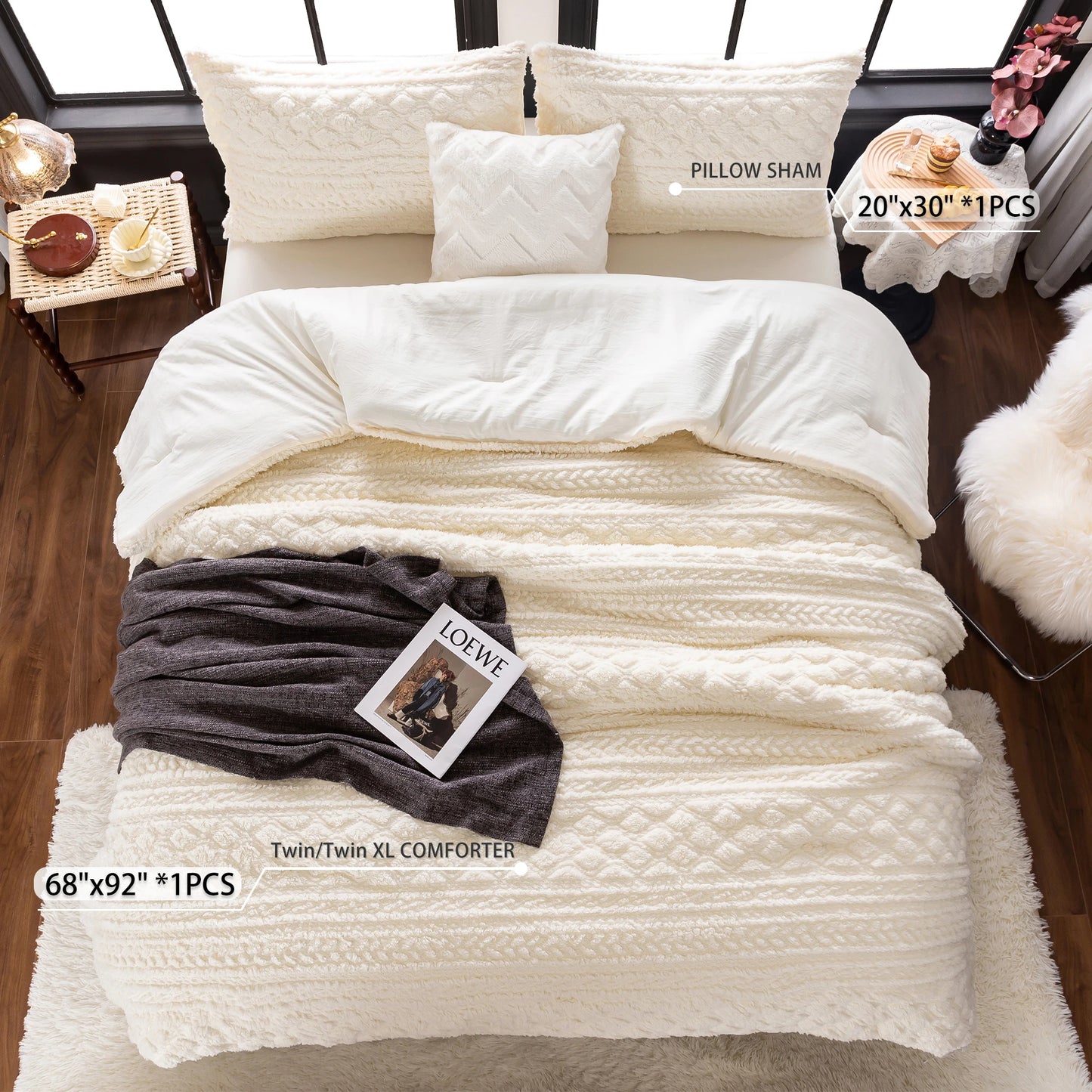 Ivory Cloud Sherpa Comforter Set