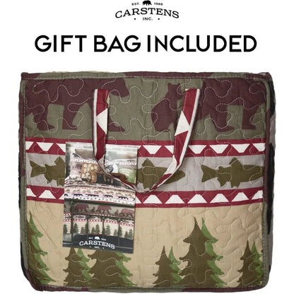 Rustic Bear Stripe 3-Piece Microfiber Quilt Set