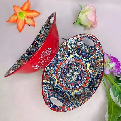 Bohemian Mandala Ceramic Serving Bowls