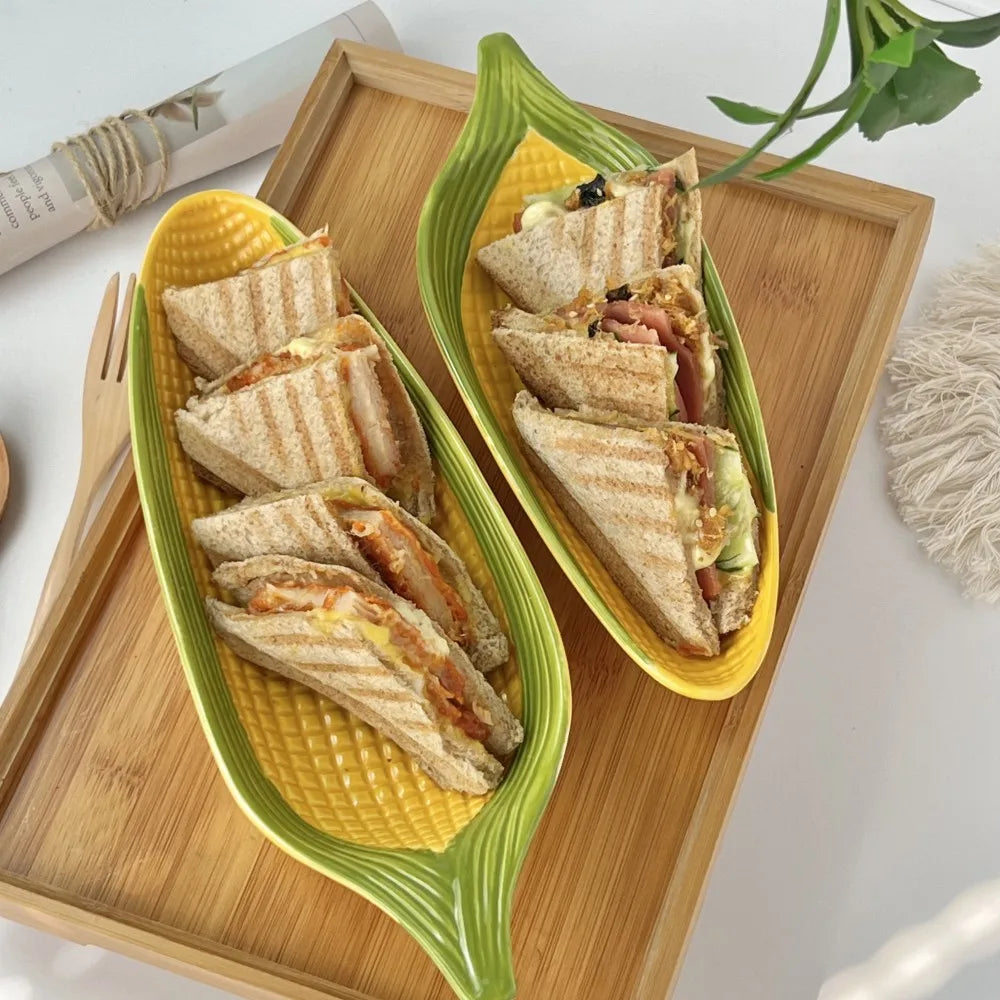 Corn Shaped Ceramic Plate