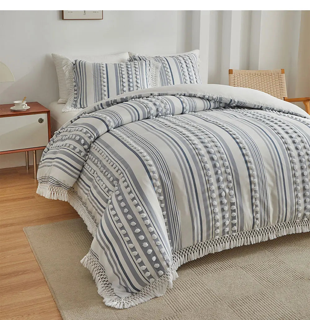 WanderWeave Pom-Stripe Bedding Set