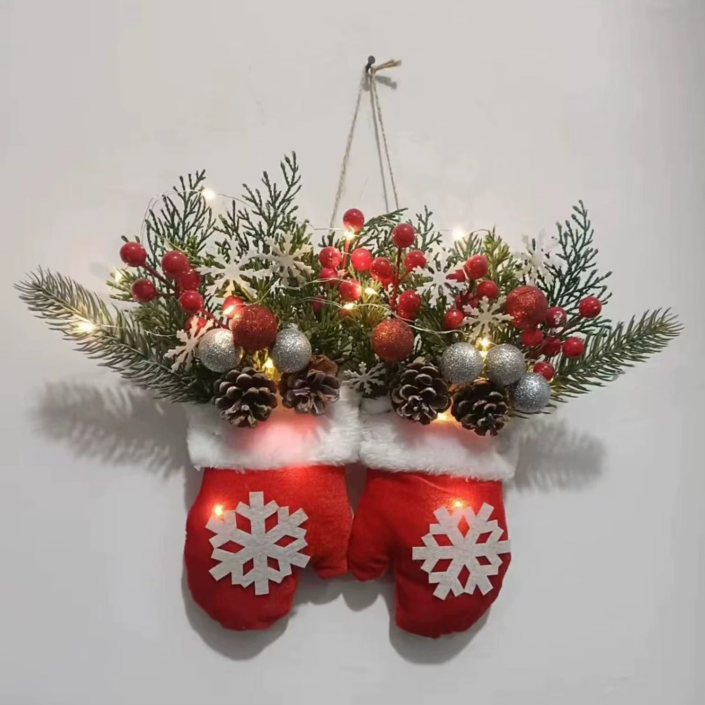 Snowflake Mittens Christmas Wreath