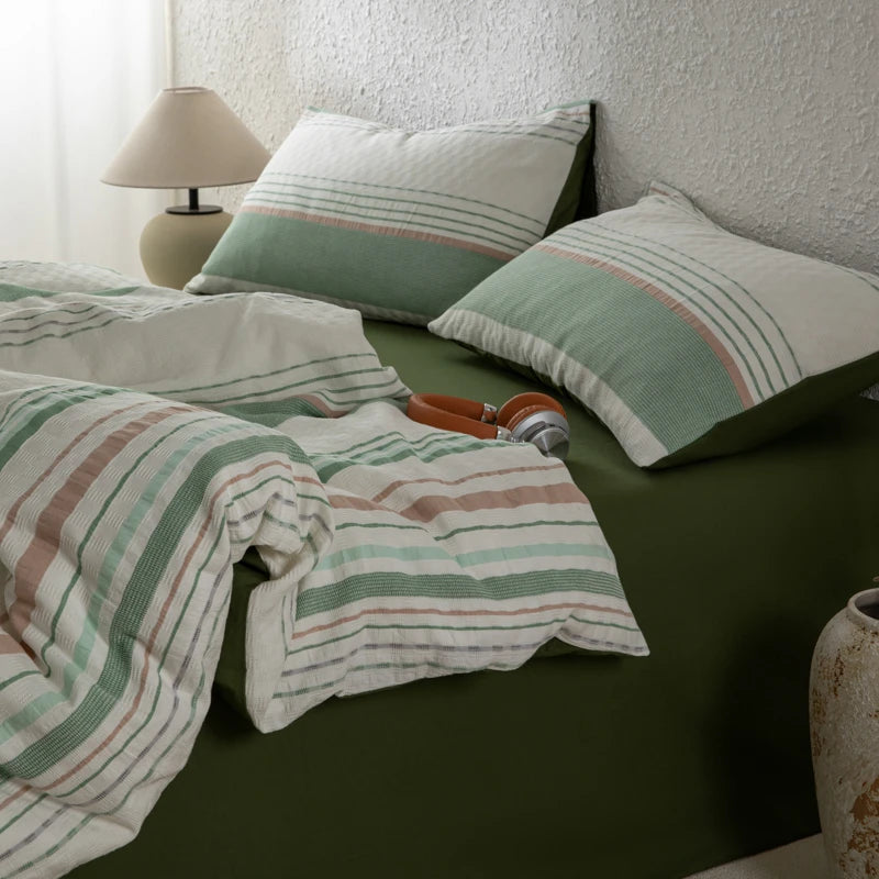 NORDÉLLE Cotton Stripe Duvet Cover Set