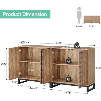 Hearthline Carved Farmhouse Sideboard Cabinet