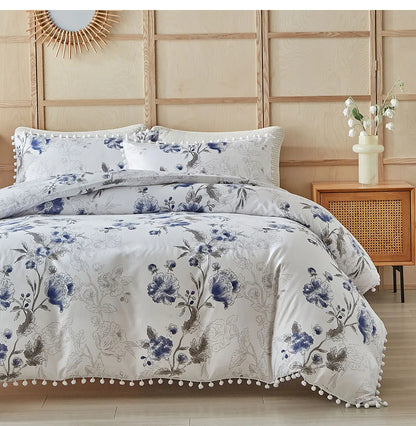 Moonlit Blossom Pom-Pom Duvet Set