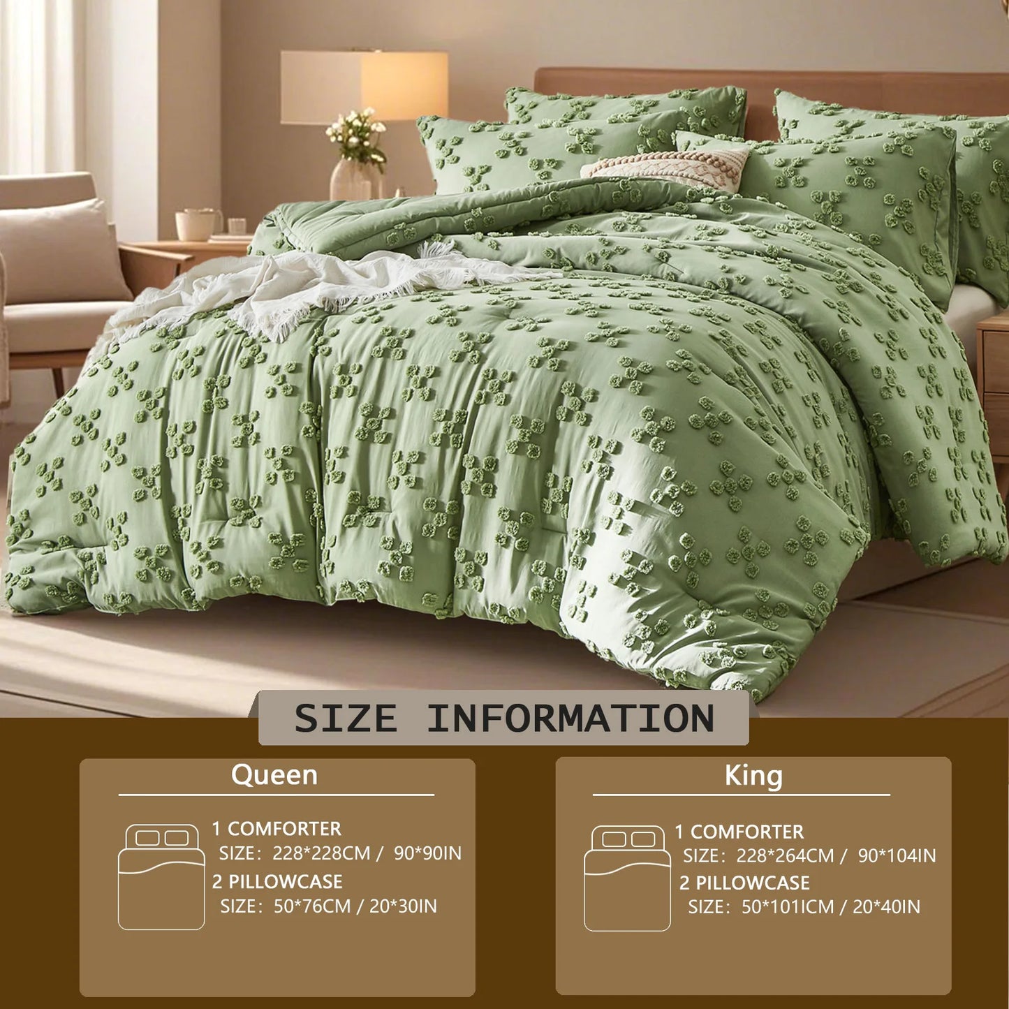 Verdant Blossom Tufted Bedding Set