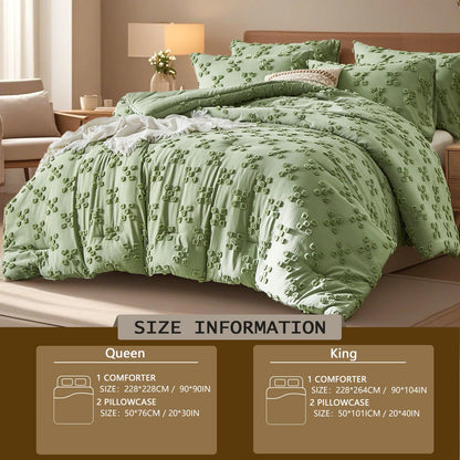 Verdant Blossom Tufted Bedding Set