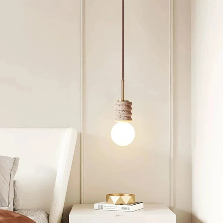 Modern Beige Travertine Pendant Light