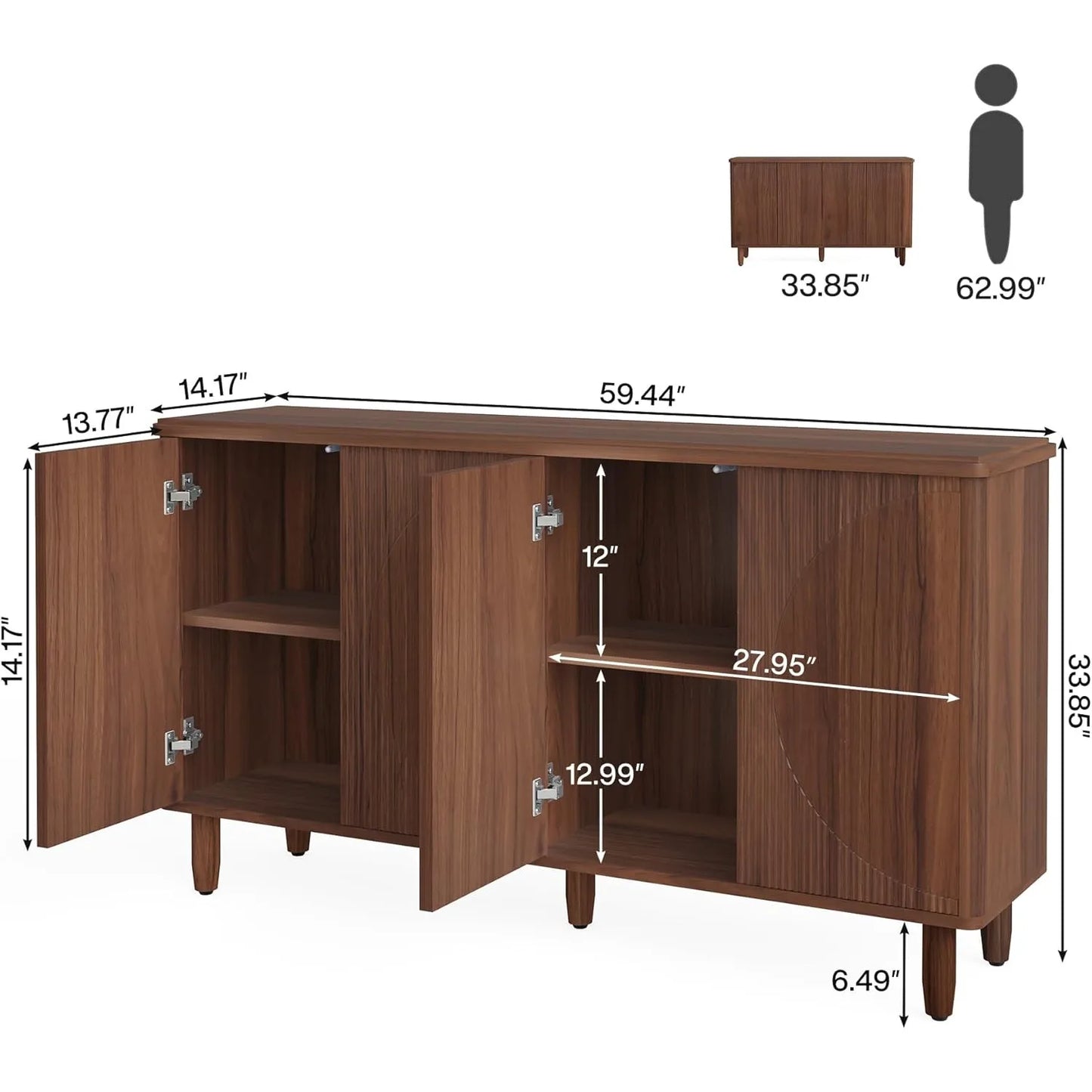 RoyalCraft LunaArc Modern Buffet Sideboard