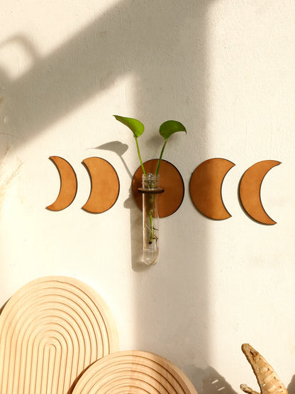 Moon Phase Wall Hanging with Glass Vase
