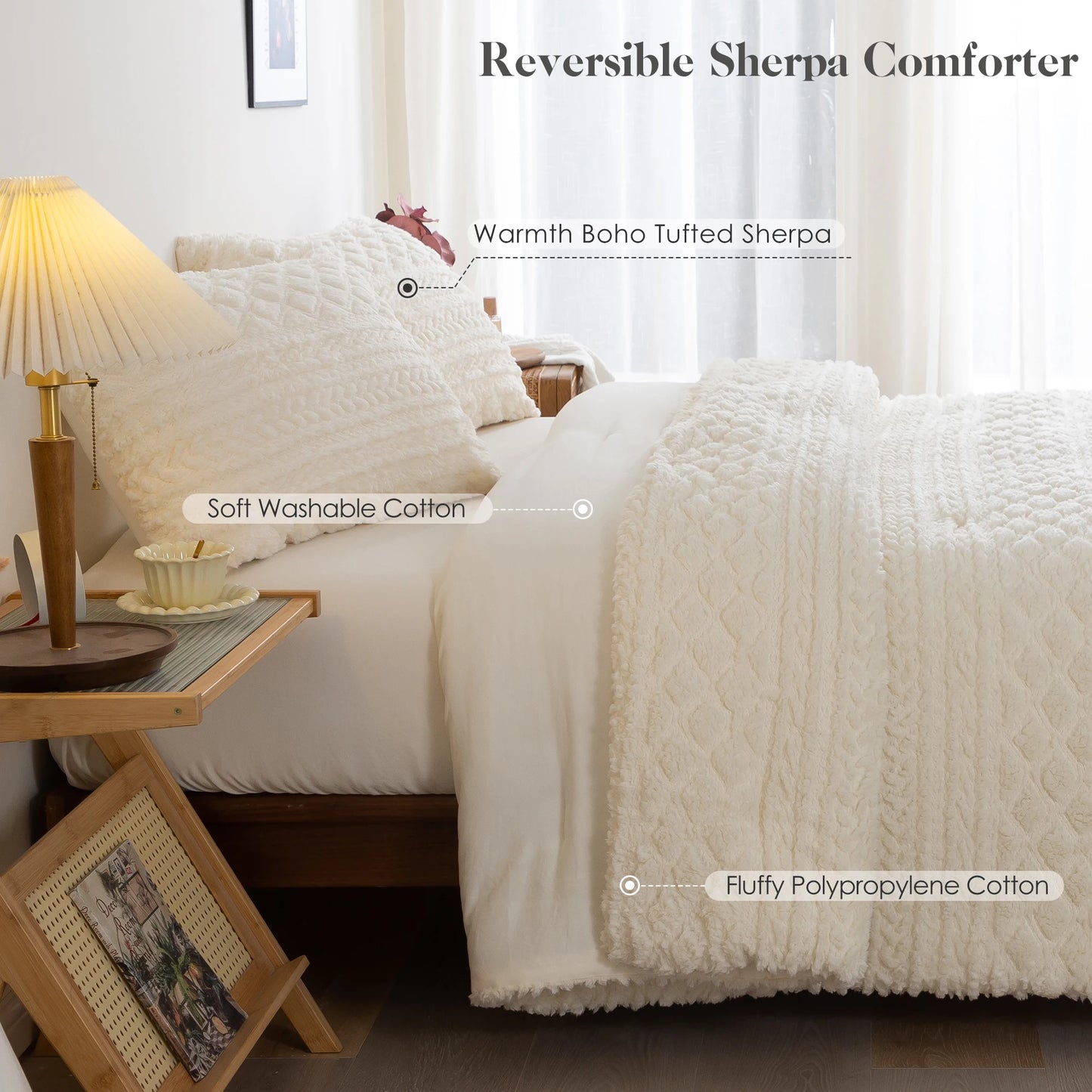 Ivory Cloud Sherpa Comforter Set