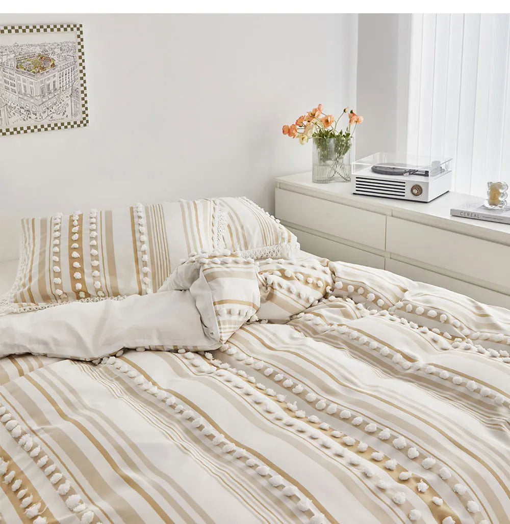 WanderWeave Pom-Stripe Bedding Set