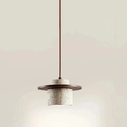 Vintage Stone Wood Pendant Lamp