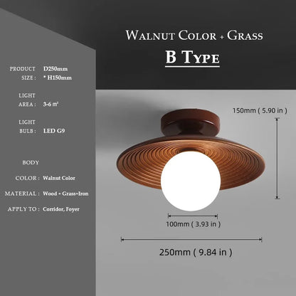 Aurora Wood Disc Ceiling Lamp