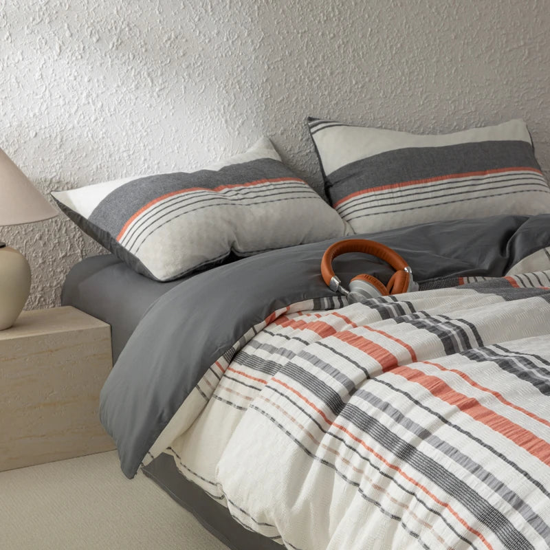 NORDÉLLE Cotton Stripe Duvet Cover Set