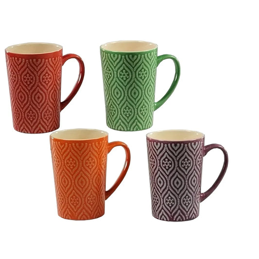MosaicAura Multi-Color Ceramic Mug Set (4-Piece)