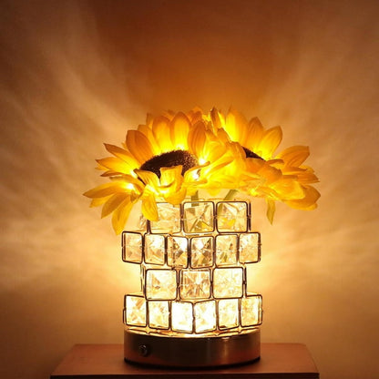 Golden Sunflower Crystal Lamp