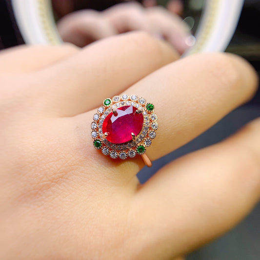 925 Sterling Silver Natural Ruby Ring
