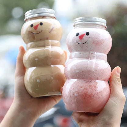 10 pcs Christmas Snowman Bottles With Lids