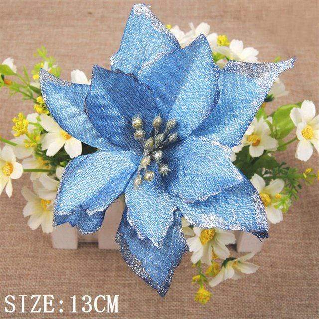 10pcs Artificial Christmas Flowers Tree Decor Blackbrdstore