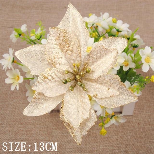 10pcs Artificial Christmas Flowers Tree Decor Blackbrdstore