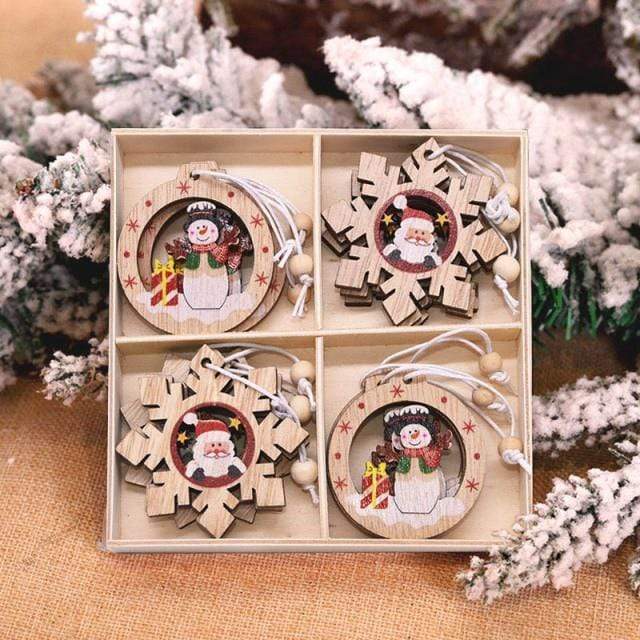12pcs Wooden Christmas Tree Hanging Set Blackbrdstore