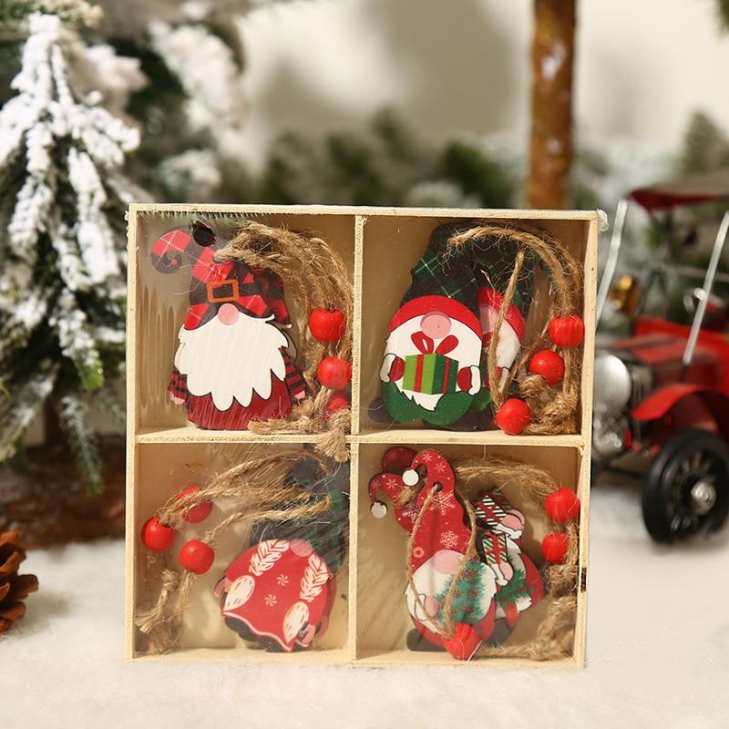 12pcs Wooden Gnomes Tree Hanging  Set Blackbrdstore