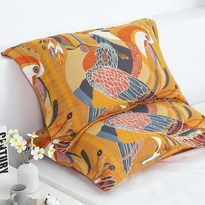 2 pcs Boho Plaid Cotton Gauze Pillowcases Blackbrdstore