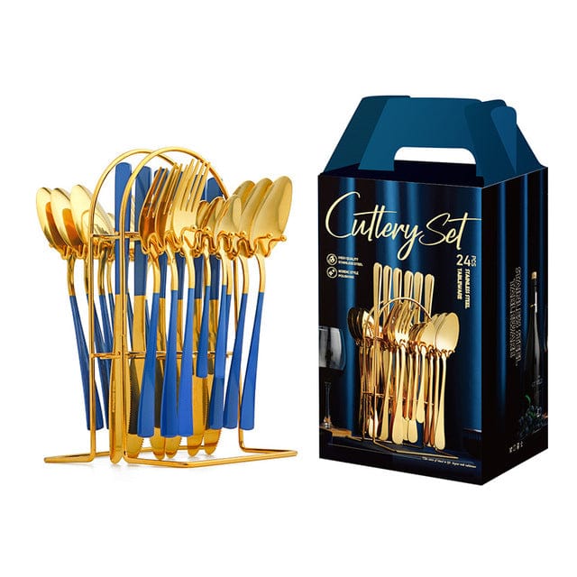 24pc Luxury Stainless Steel Cutlery Set Blackbrdstore